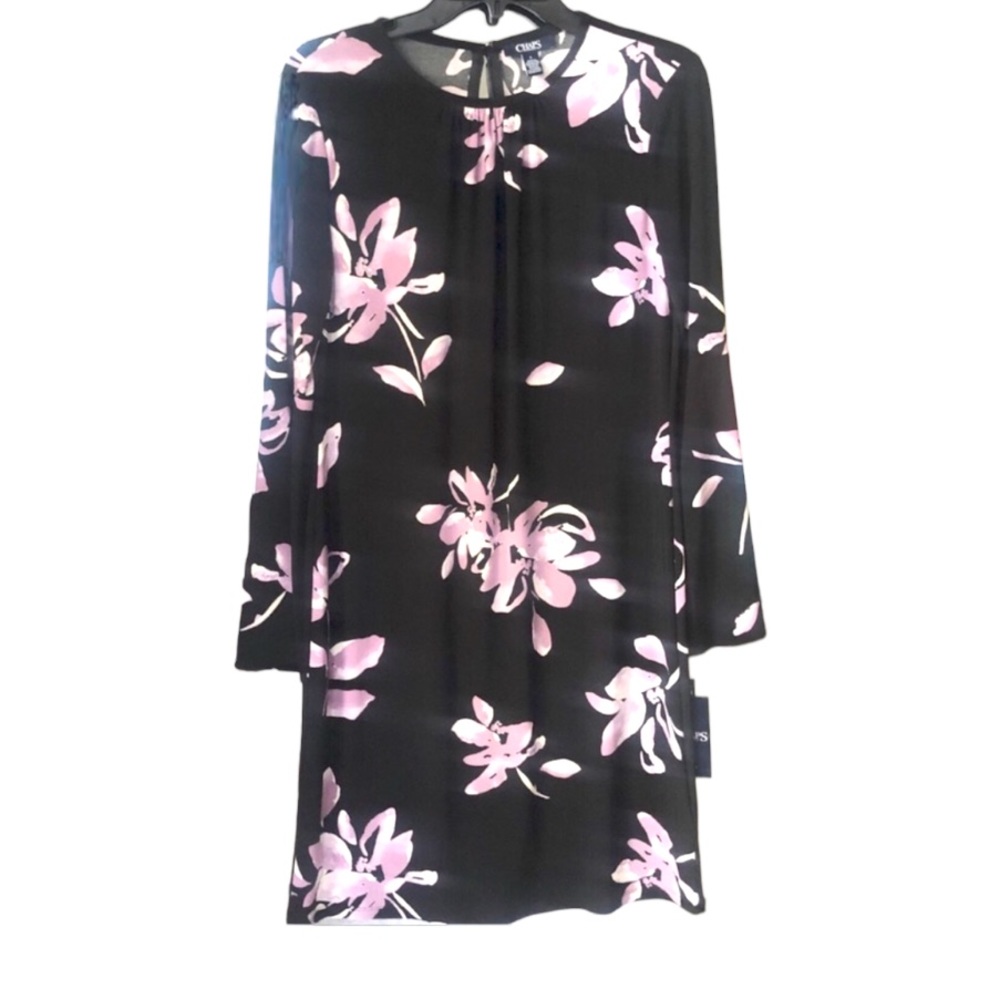 Chaps || NWT || Black & Purple Floral Dress || Medium